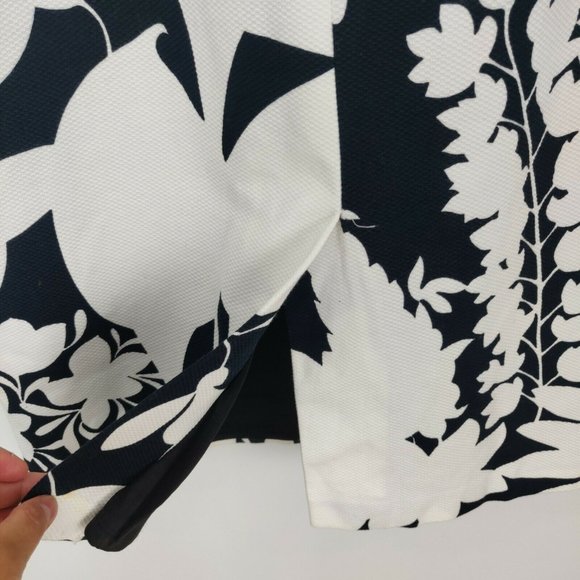 Michael Kors Collection Italy Size 10 Sheath Dress Lined Floral White Black - Picture 9 of 12